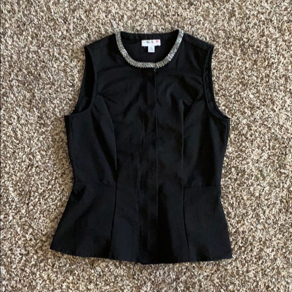 Black structured peplum blouse